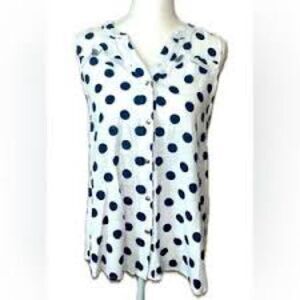 Ember Navy Polka Dot Sleeveless Blouse